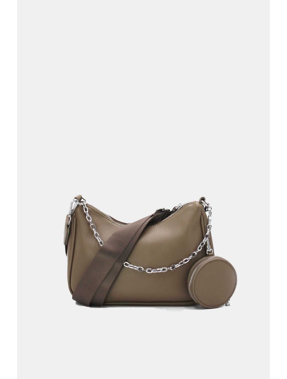 tom&eva Sac Baguette Effet Cuir à la Chaîne avec Porte-monnaie-20H-3023-Gris