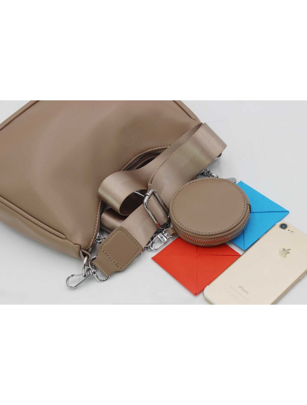 Tom&eva Sac Baguette Effet Cuir à La Chaîne Avec Porte-monnaie-20H-3023-Abricot