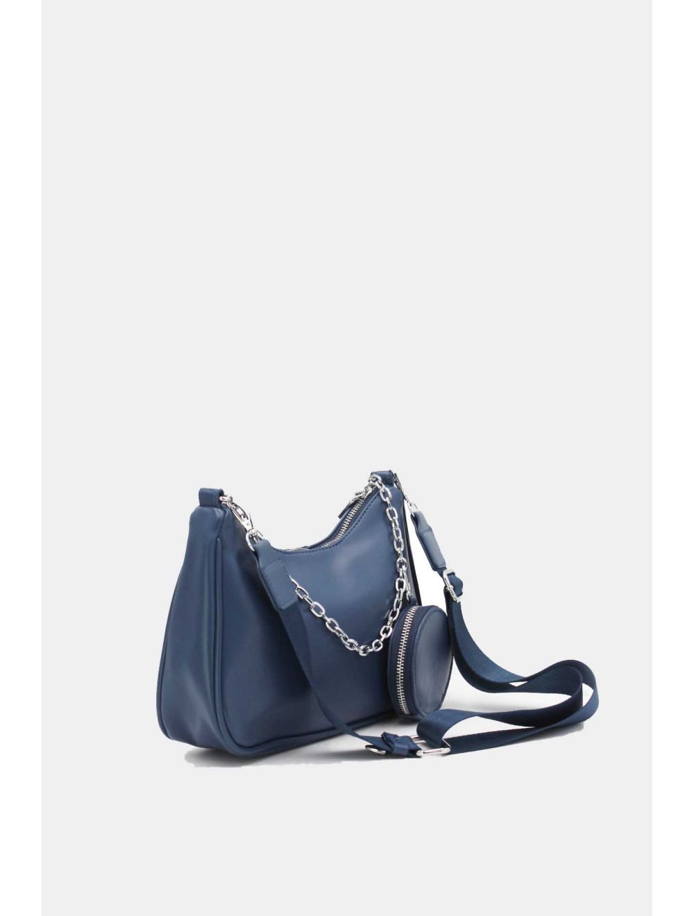 Tom&eva Sac Baguette Effet Cuir à La Chaîne Avec Porte-monnaie-20H-3023-Bleu