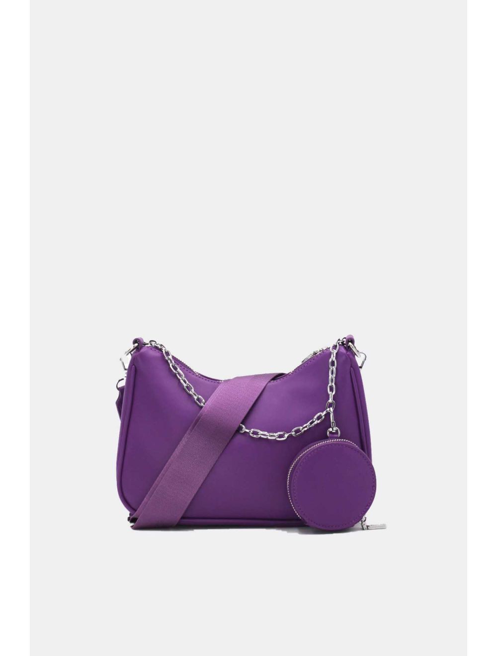 tom&eva Sac Baguette Effet Cuir à la Chaîne avec Porte-monnaie-20H-3023-Violet