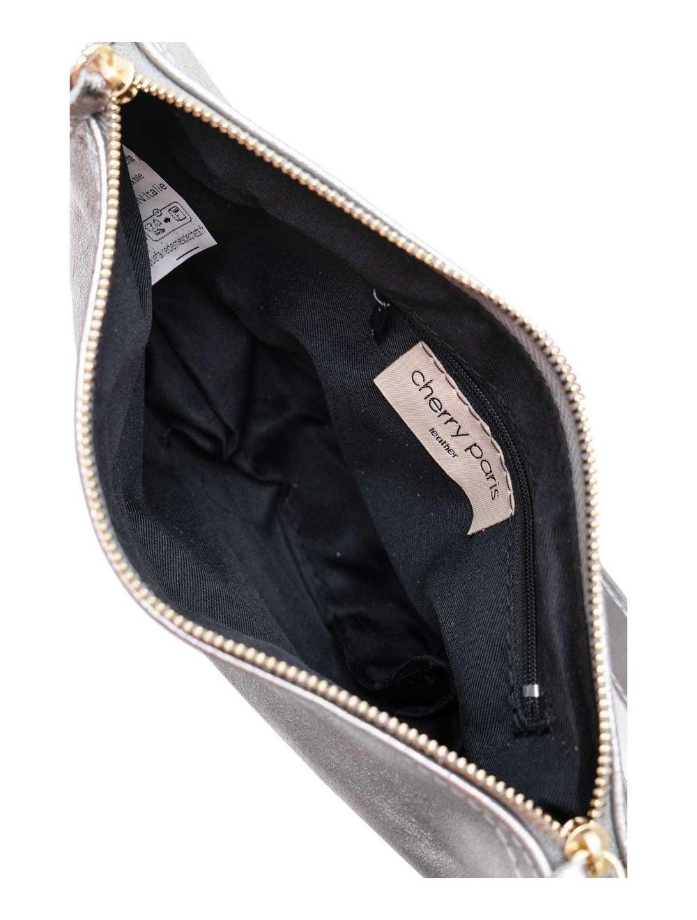 tom&eva Sac Banana Forme Demi Lune En Croûte Cuir Vachette Métallisé METAL ELYSSA 4106-Silver