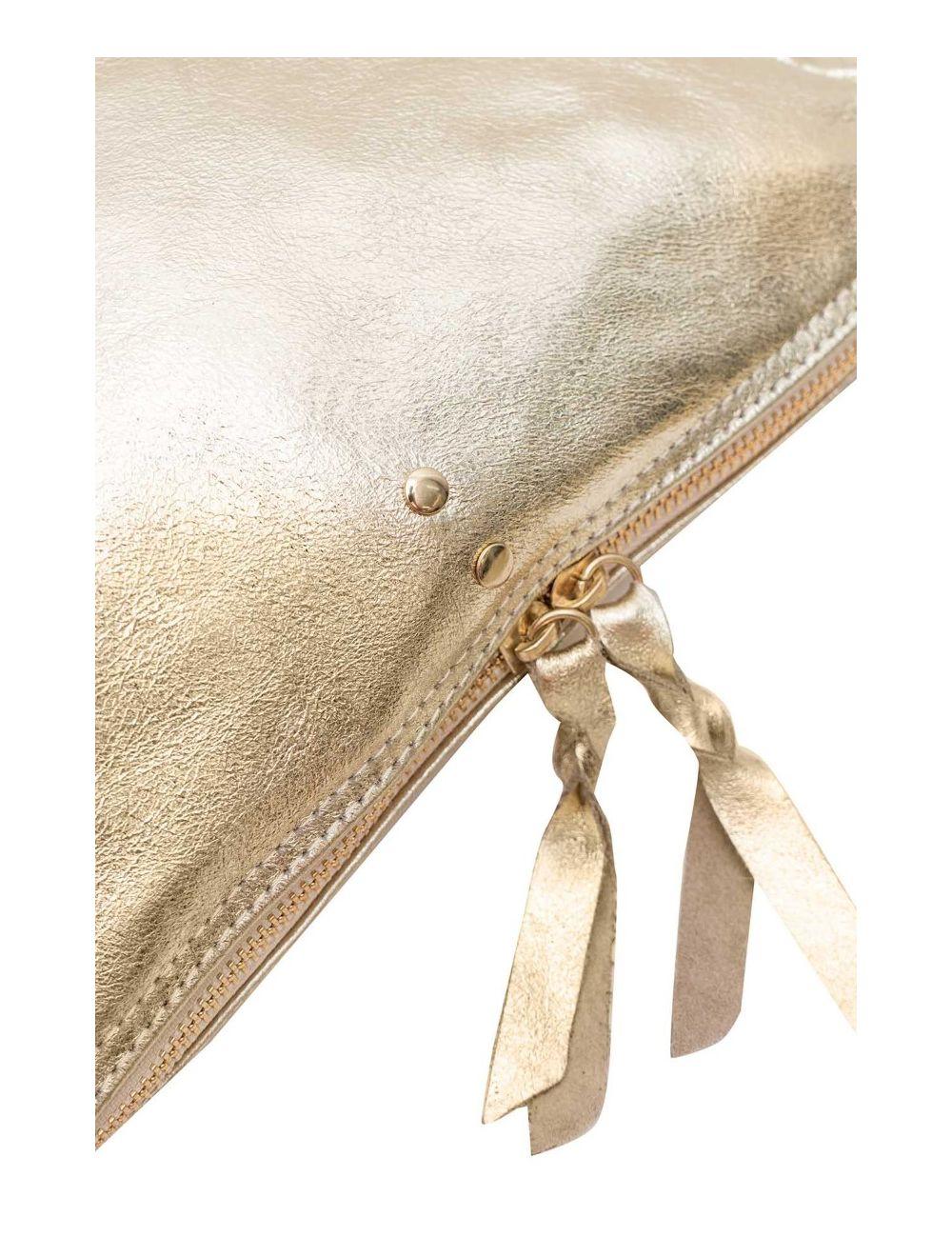 Tom&eva Sac Banana Forme Demi Lune En Croûte Cuir Vachette Métallisé METAL ELYSSA 4106-Dorée