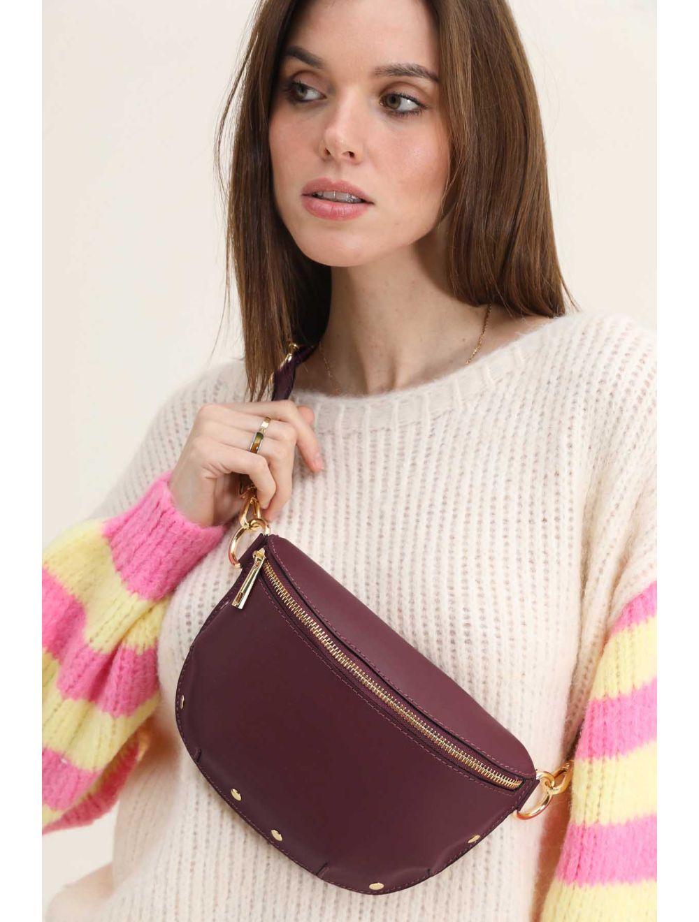 Tom&eva Sac Banane Croûte Cuir Vachette Lisse 4110 MALIA-Bordeaux