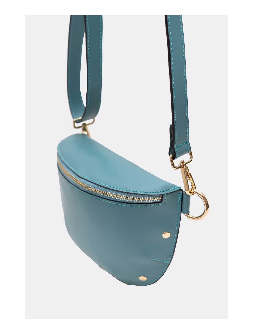 Tom&eva Sac Banane Croûte Cuir Vachette Lisse 4110 MALIA-Bleu