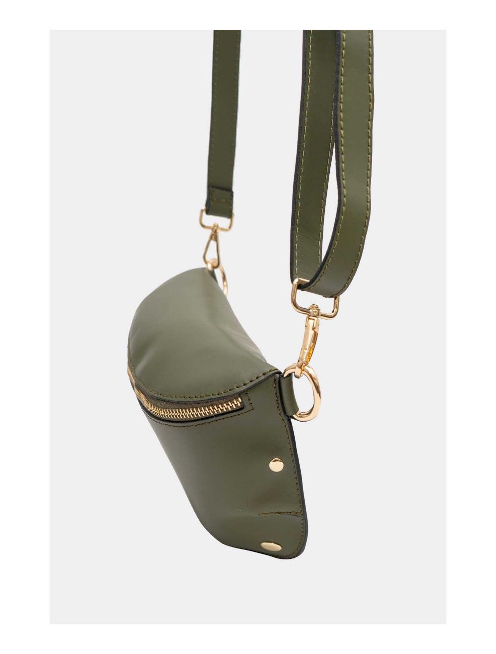 Tom&eva Sac Banane Croûte Cuir Vachette Lisse 4110 MALIA-Khaki