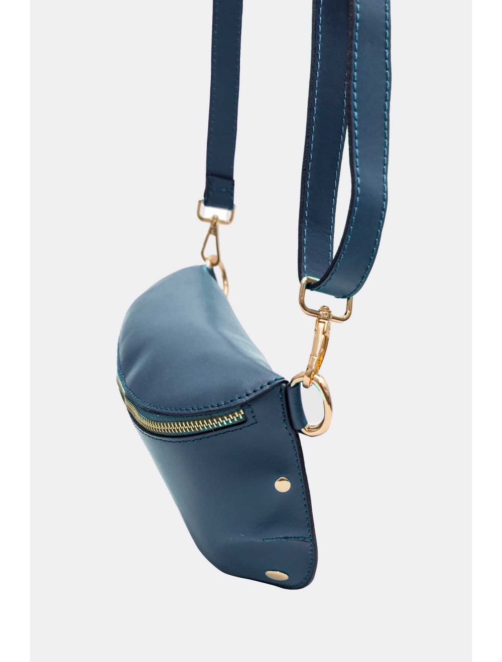 Tom&eva Sac Banane Croûte Cuir Vachette Lisse 4110 MALIA-Petrole