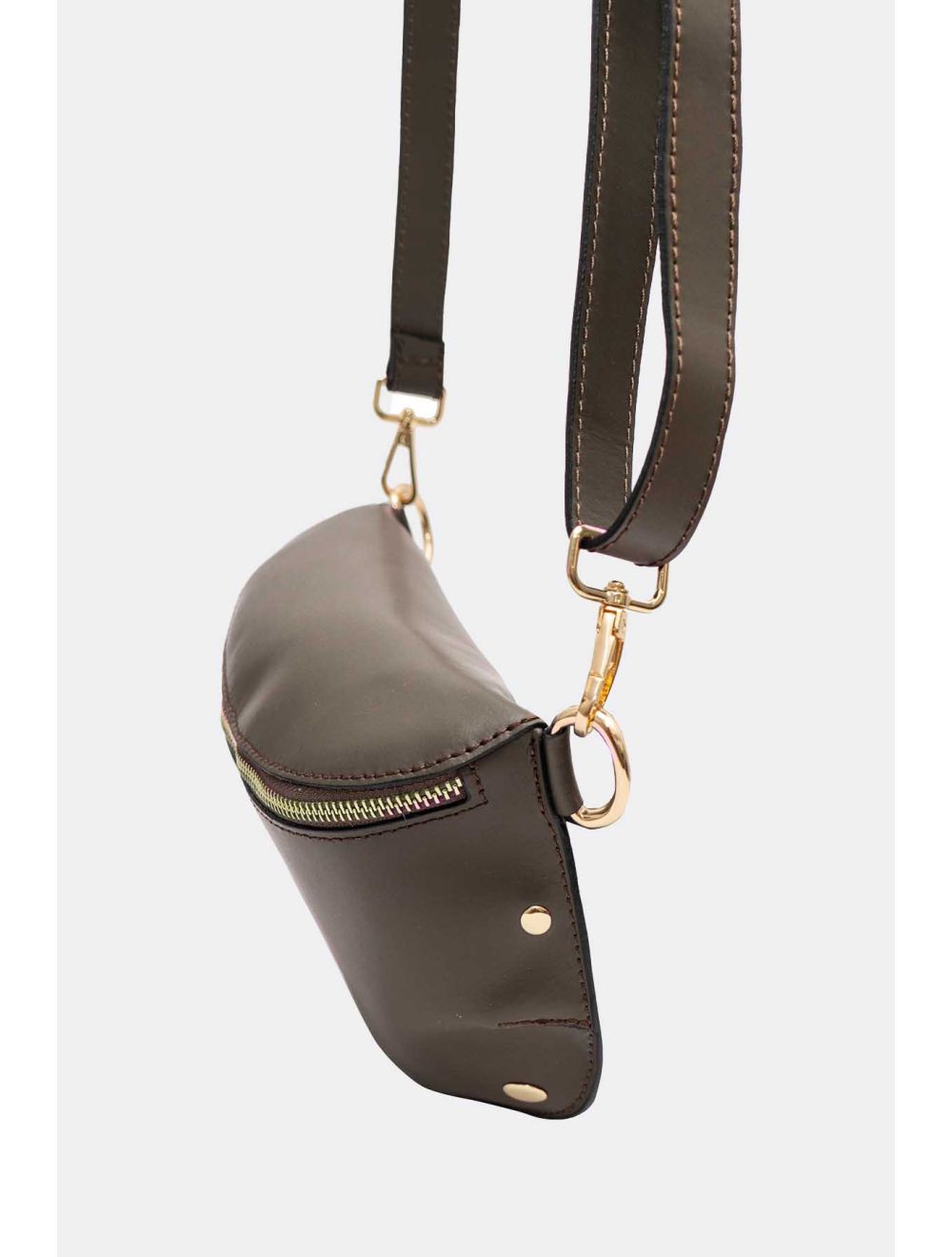 tom&eva Sac Banane Croûte Cuir Vachette Lisse 4110 MALIA-Taupe Foncé