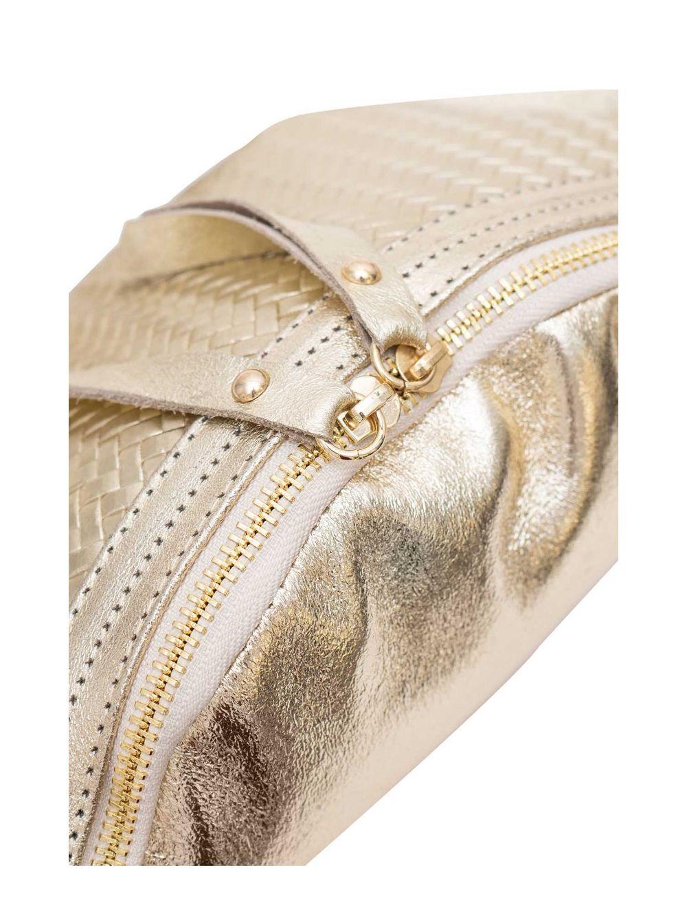 Tom&eva Sac Banane Croûte Cuir Vachette Métallisé Tressé 4107 SCARLETT-Doré