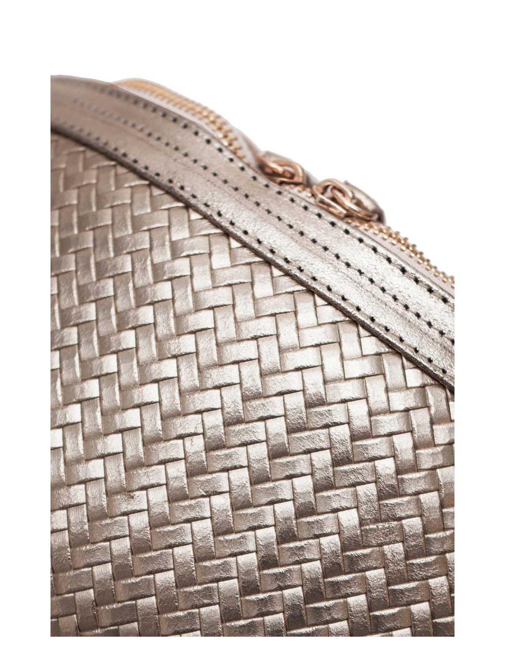 tom&eva Sac Banane Croûte Cuir Vachette Métallisé Tressé 4107 SCARLETT-Etain