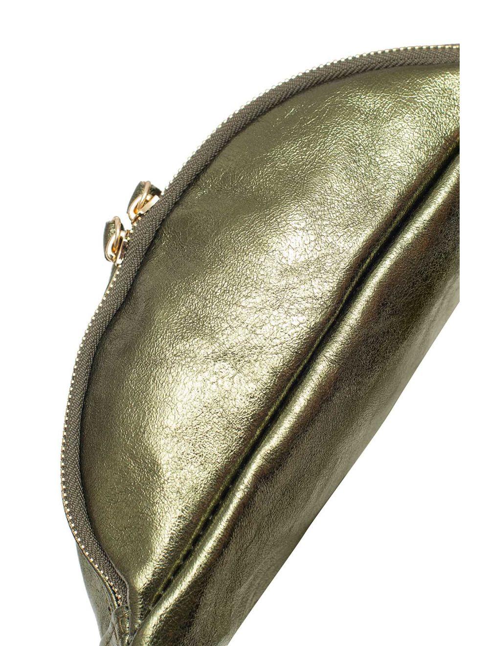 Tom&eva Sac Banane En Croûte De Cuir Vachette Métallisé NELLY METAL-4061-Kaki Metal