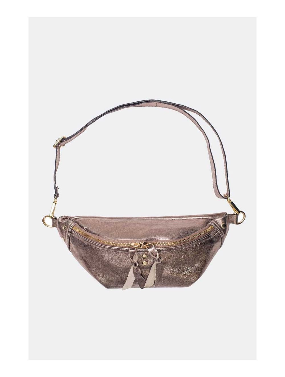 Tom&eva Sac Banane En Croûte De Cuir Vachette Métallisé NELLY METAL-4061-Etain