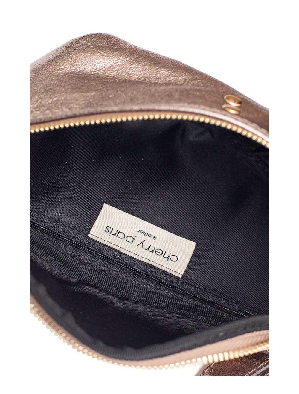 tom&eva Sac Banane en Croûte de Cuir Vachette Métallisé NELLY METAL-4061-Etain