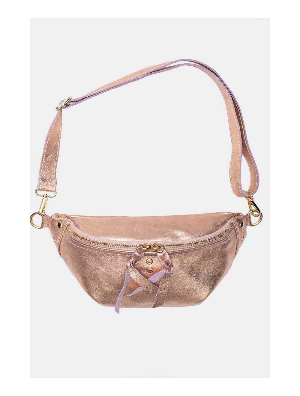 Tom&eva Sac Banane En Croûte De Cuir Vachette Métallisé NELLY METAL-4061-Pink