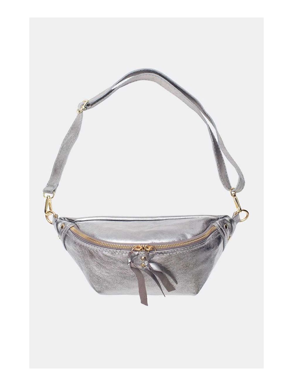 Tom&eva Sac Banane En Croûte De Cuir Vachette Métallisé NELLY METAL-4061-Silver