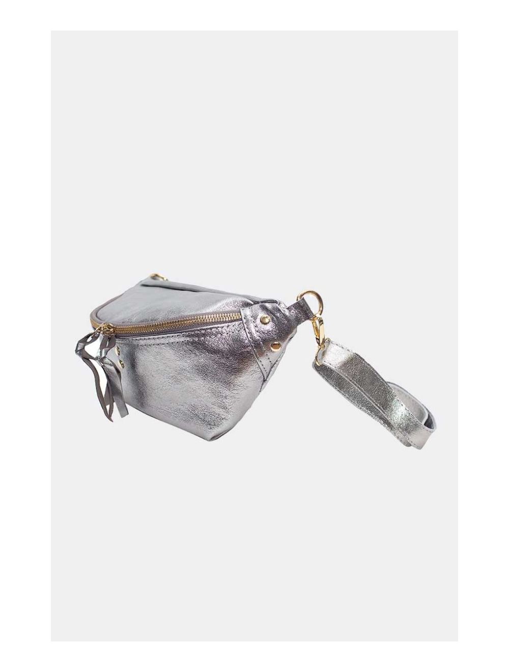 Tom&eva Sac Banane En Croûte De Cuir Vachette Métallisé NELLY METAL-4061-Silver