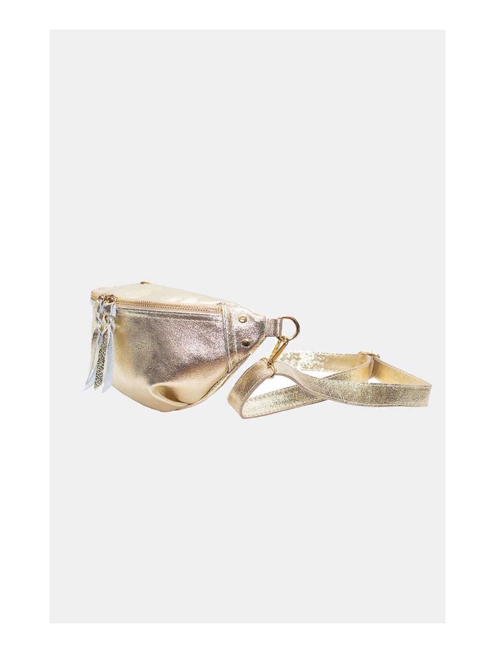 tom&eva Sac Banane en Croûte de Cuir Vachette Métallisé NELLY METAL-4061-Gold