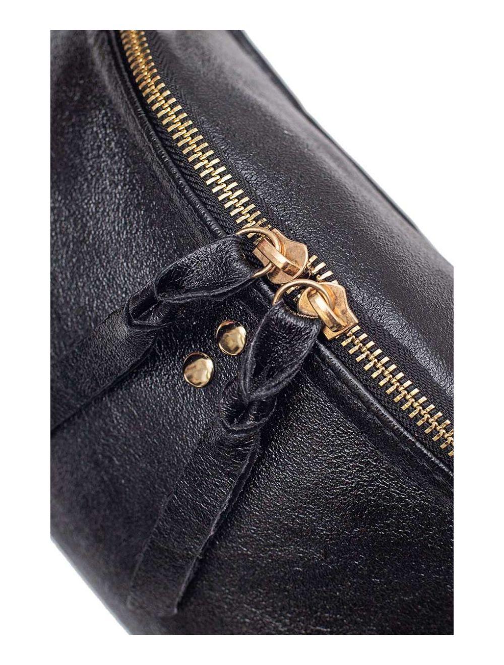 Tom&eva Sac Banane En Croûte De Cuir Vachette Métallisé NELLY METAL-4061-Black