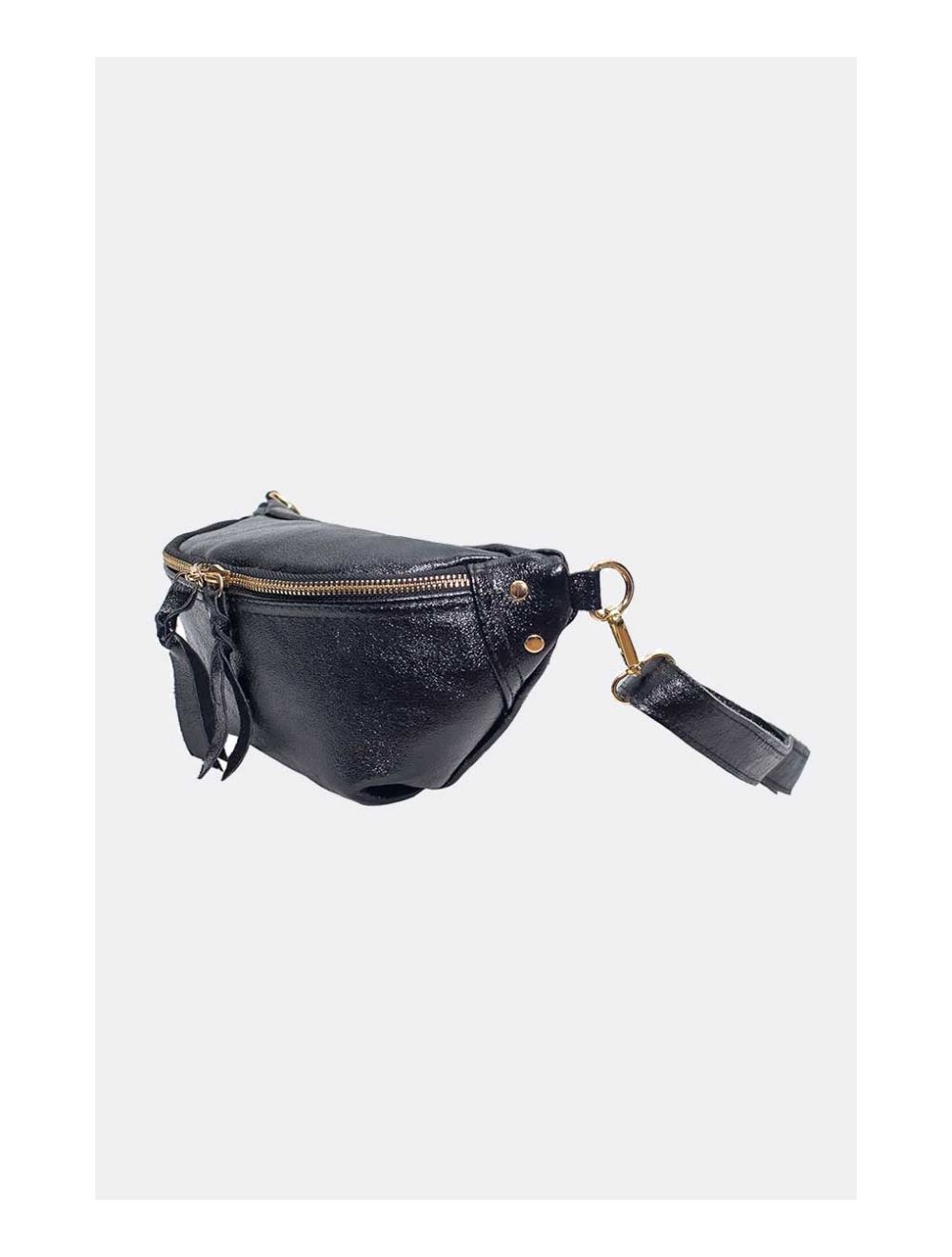 Tom&eva Sac Banane En Croûte De Cuir Vachette Métallisé NELLY METAL-4061-Black
