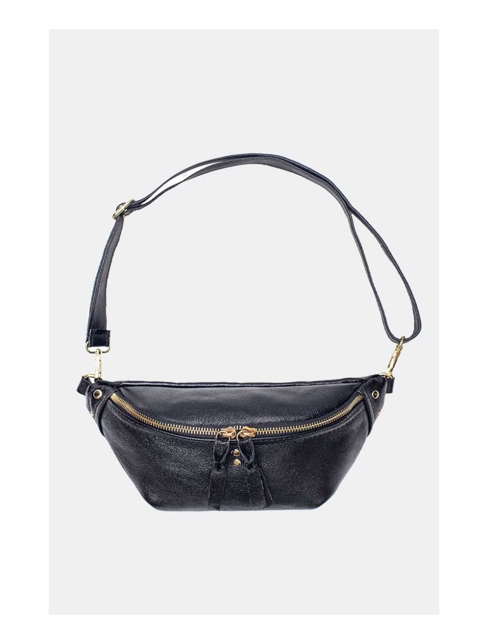 Tom&eva Sac Banane En Croûte De Cuir Vachette Métallisé NELLY METAL-4061-Black