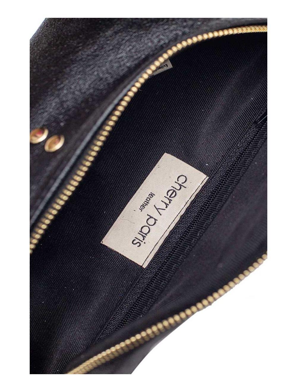 tom&eva Sac Banane en Croûte de Cuir Vachette Métallisé NELLY METAL-4061-Black