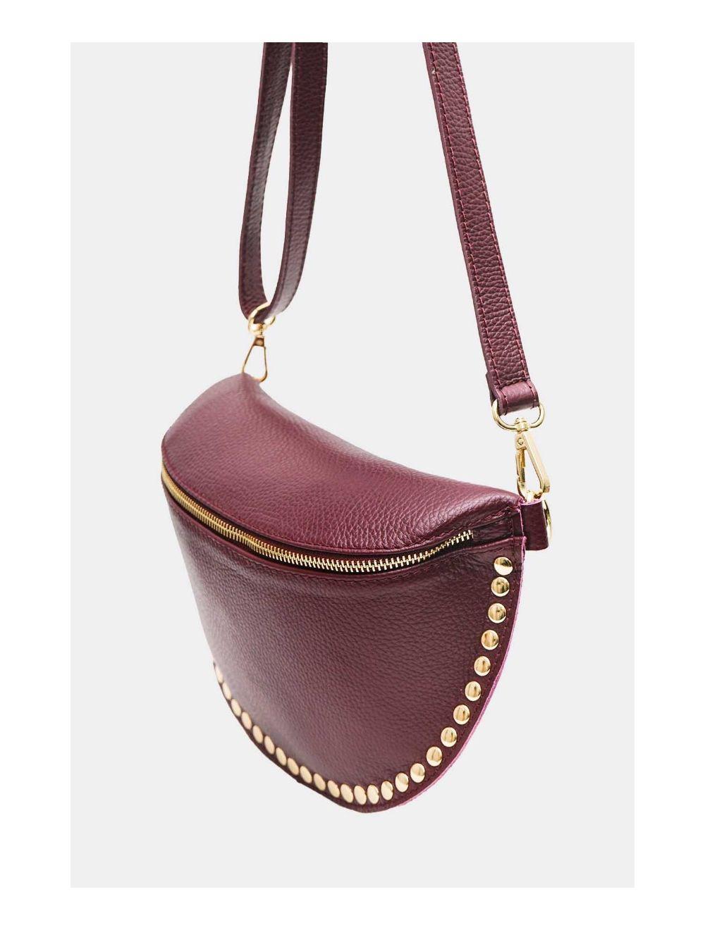 Tom&eva Sac Banane En Croûte Vachette Grainée Cloutée 4147 BEATRICE-Bordeaux
