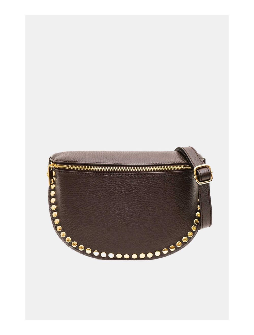 Tom&eva Sac Banane En Croûte Vachette Grainée Cloutée 4147 BEATRICE-Chocolat