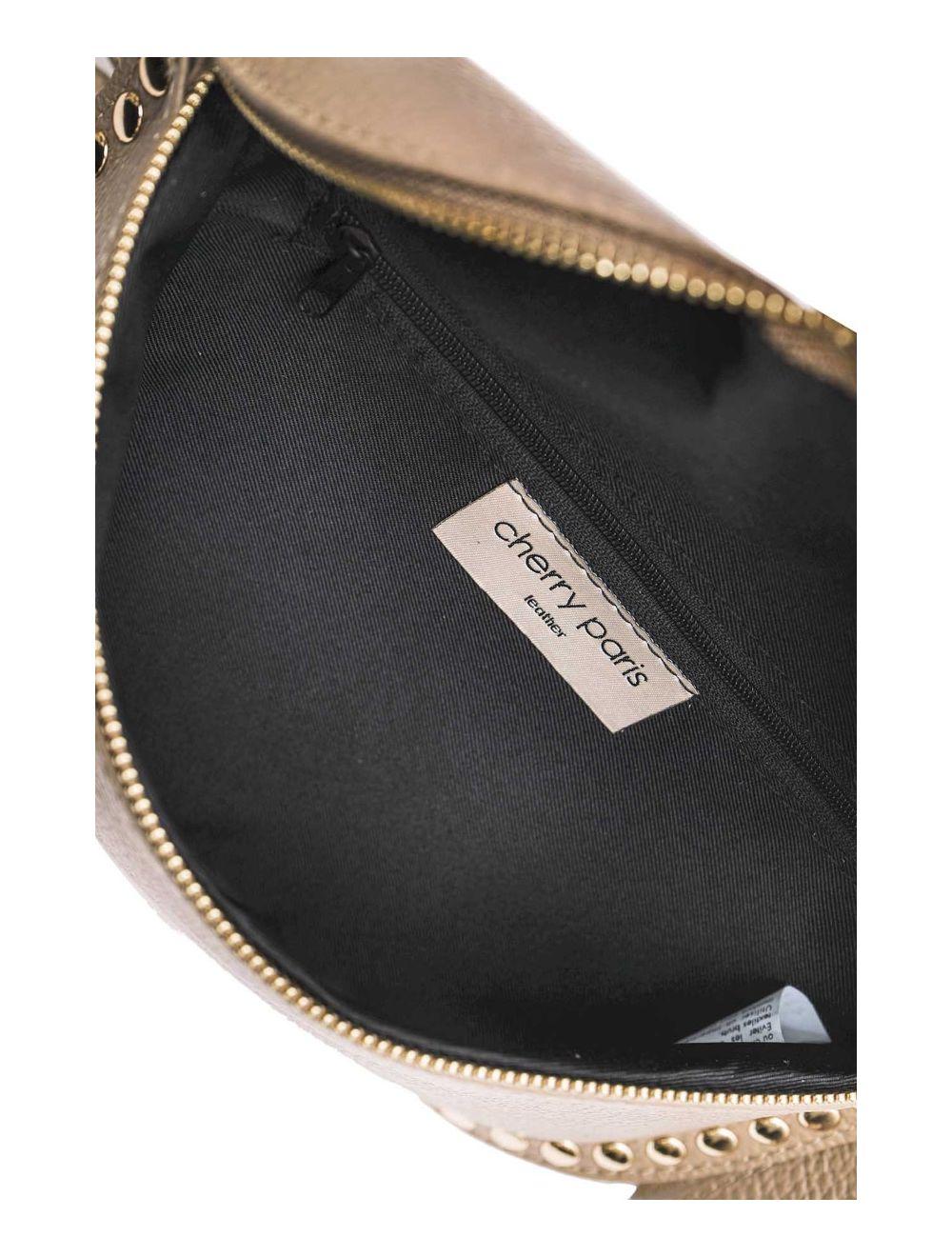 tom&eva Sac Banane En Croûte Vachette Grainée Cloutée 4147 BEATRICE-Taupe