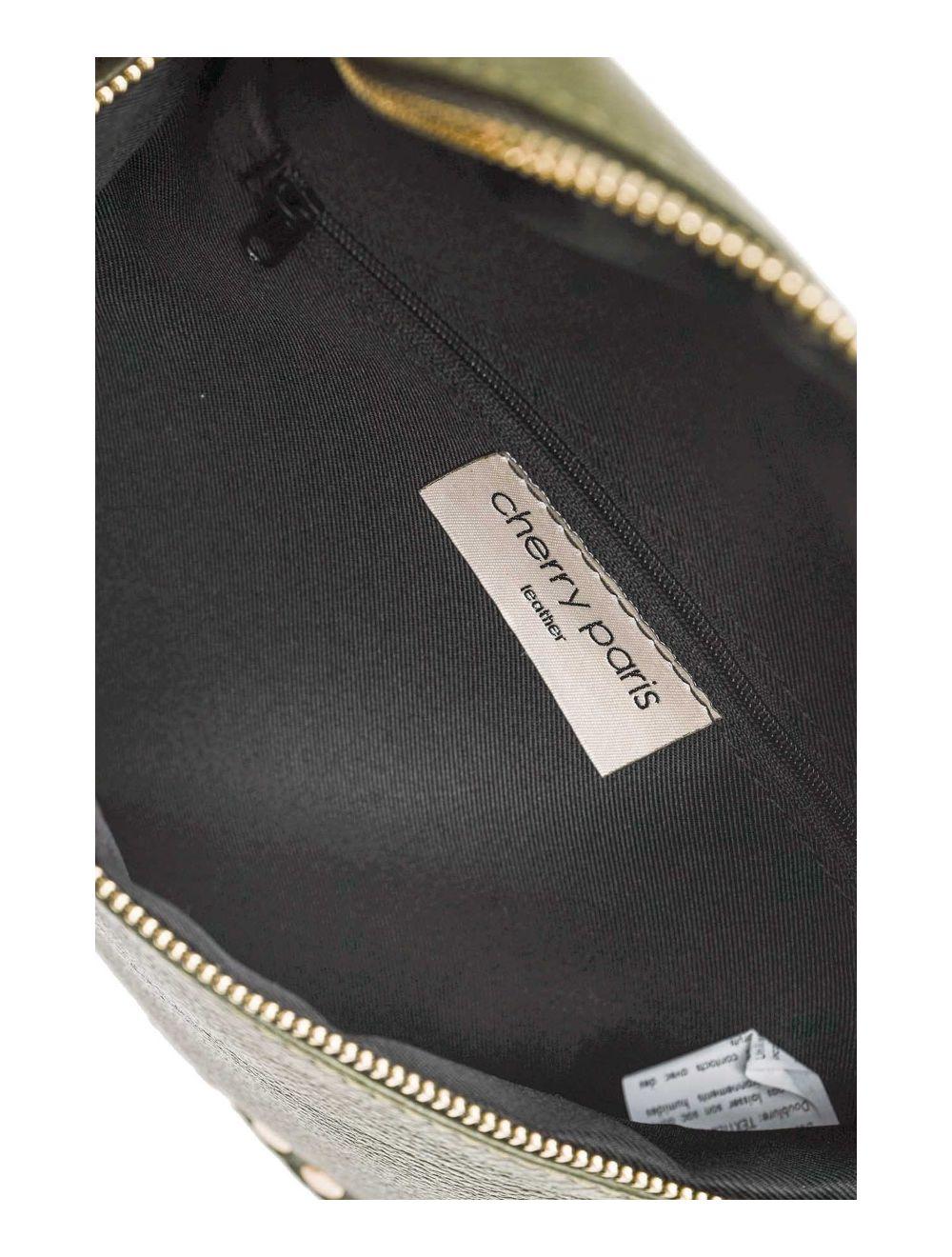 tom&eva Sac Banane En Croûte Vachette Grainée Cloutée 4147 BEATRICE-Kaki
