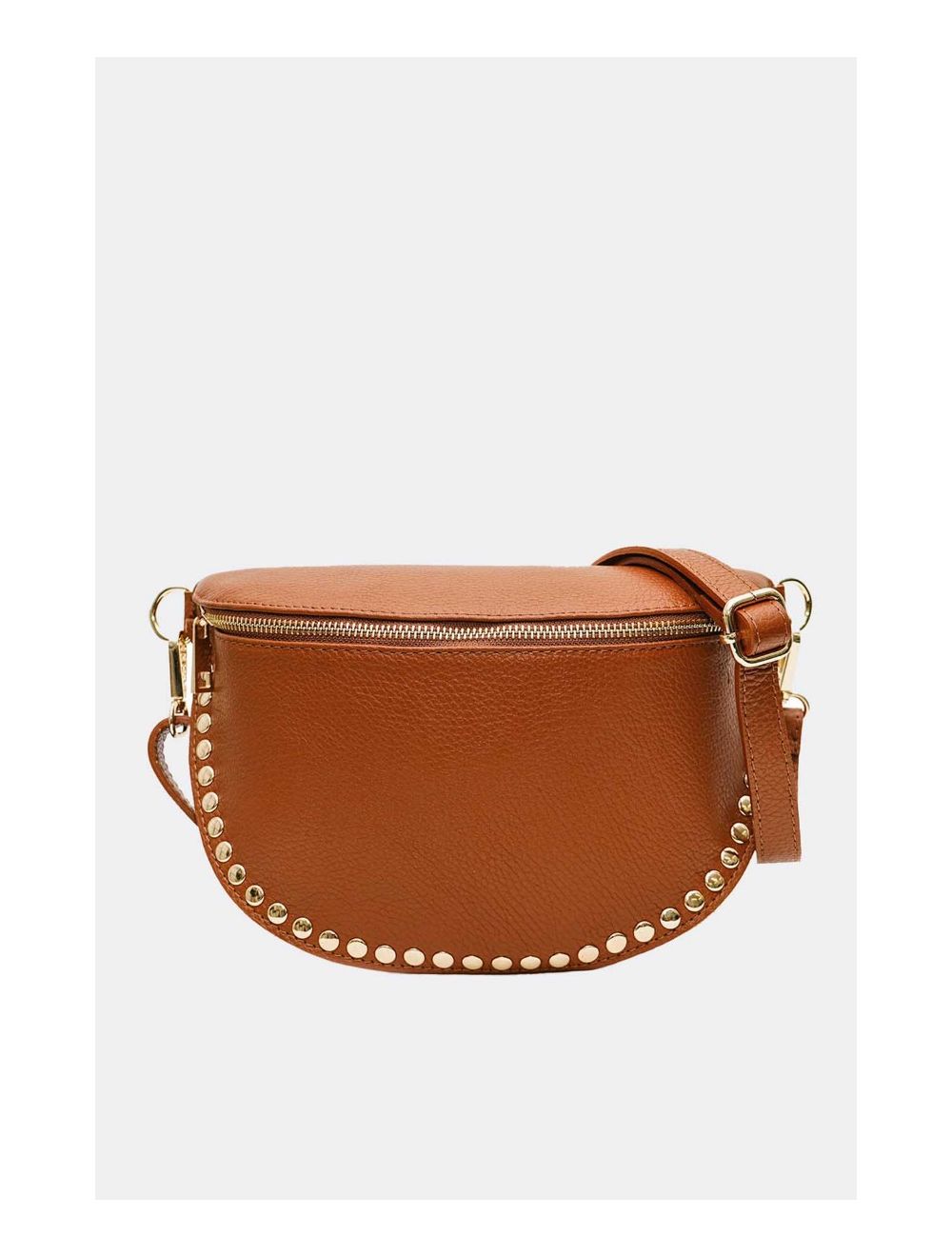 Tom&eva Sac Banane En Croûte Vachette Grainée Cloutée 4147 BEATRICE-Cognac