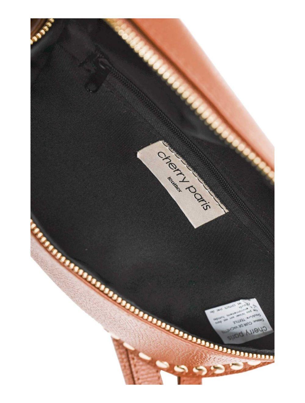 tom&eva Sac Banane En Croûte Vachette Grainée Cloutée 4147 BEATRICE-Cognac