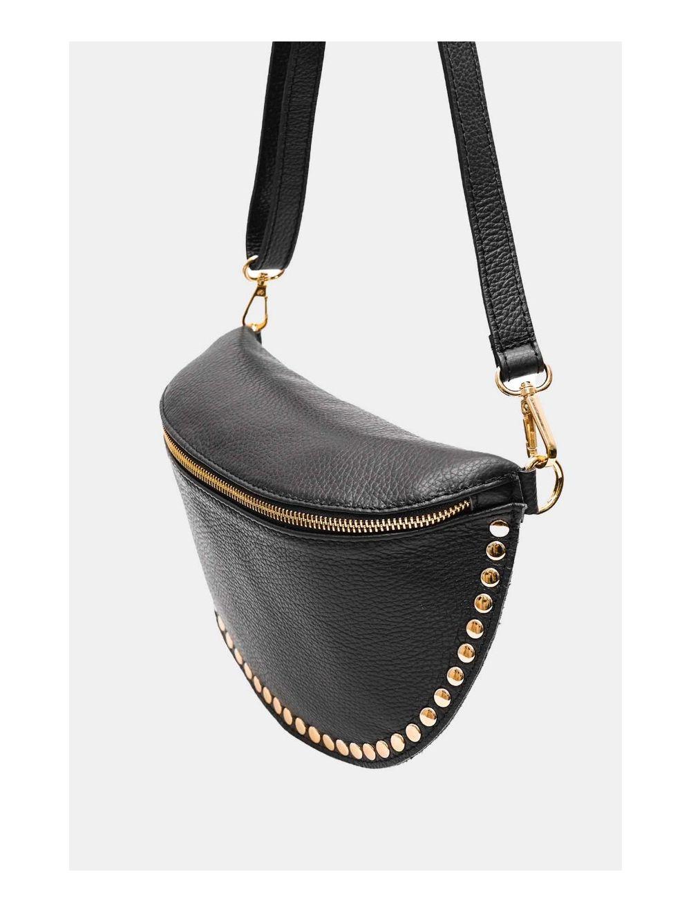 Tom&eva Sac Banane En Croûte Vachette Grainée Cloutée 4147 BEATRICE-Noir