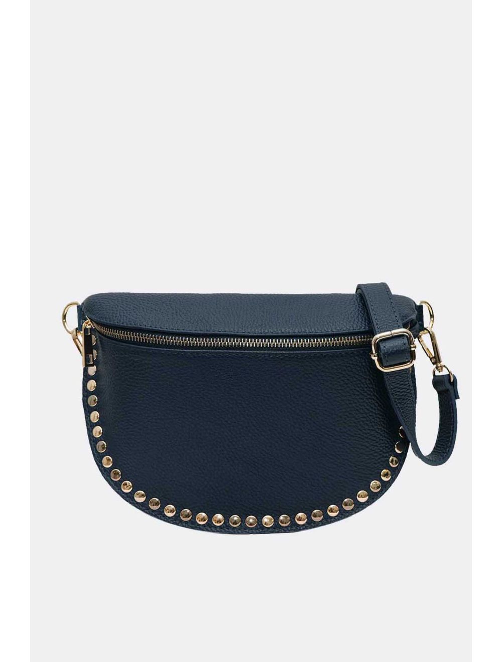 tom&eva Sac Banane En Croûte Vachette Grainée Cloutée 4147 BEATRICE-Marine