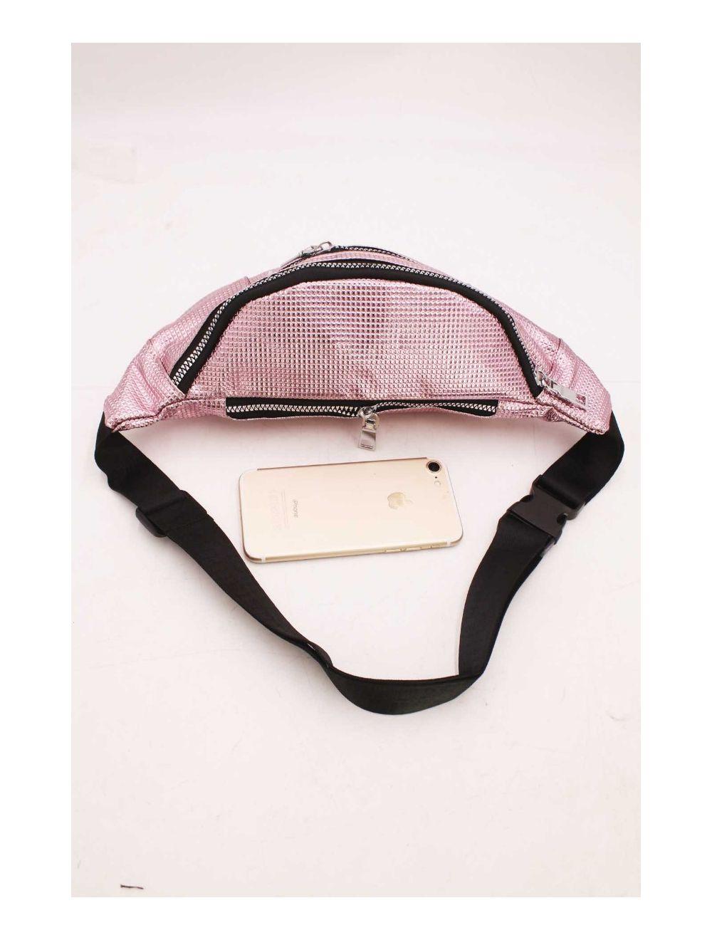 tom&eva Sac Banane Femme Effet Brillant Quadrillé -23MB-3081-Pink