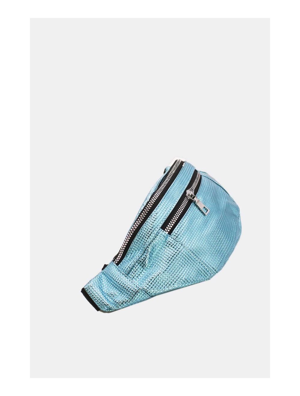 Tom&eva Sac Banane Femme Effet Brillant Quadrillé -23MB-3081-Bleu