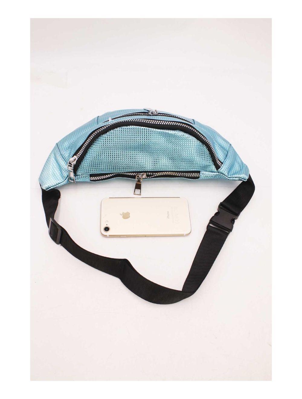 tom&eva Sac Banane Femme Effet Brillant Quadrillé -23MB-3081-Bleu