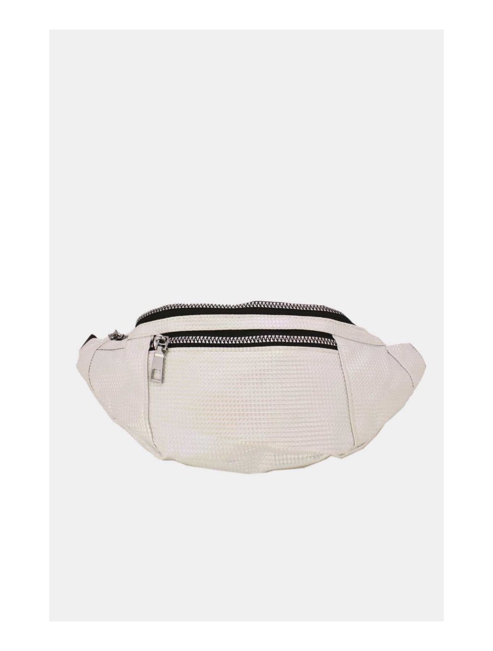 Tom&eva Sac Banane Femme Effet Brillant Quadrillé -23MB-3081-Blanc