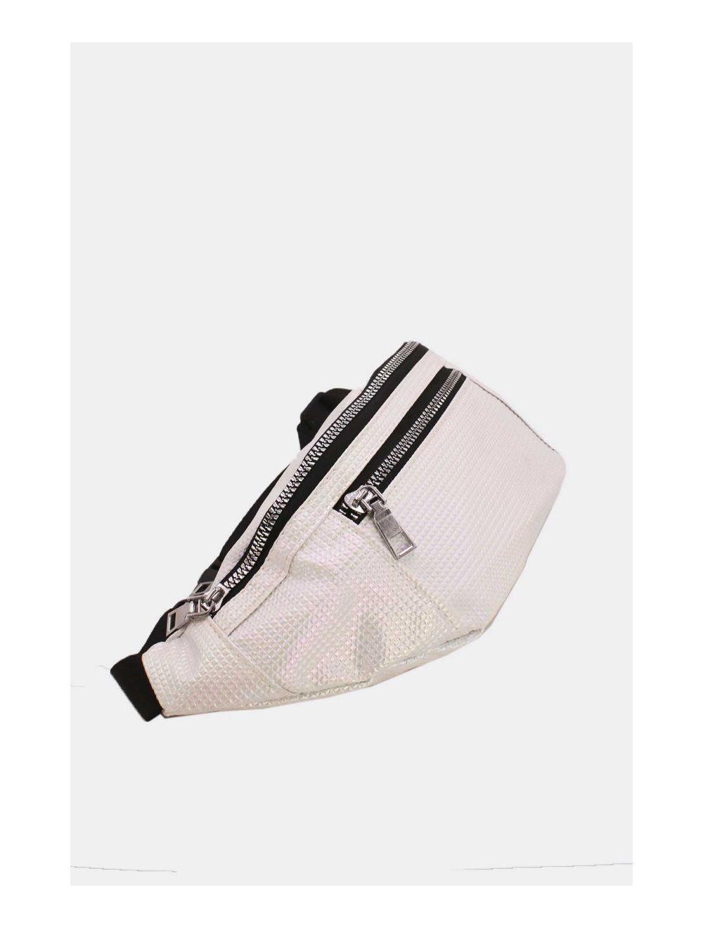 Tom&eva Sac Banane Femme Effet Brillant Quadrillé -23MB-3081-Blanc