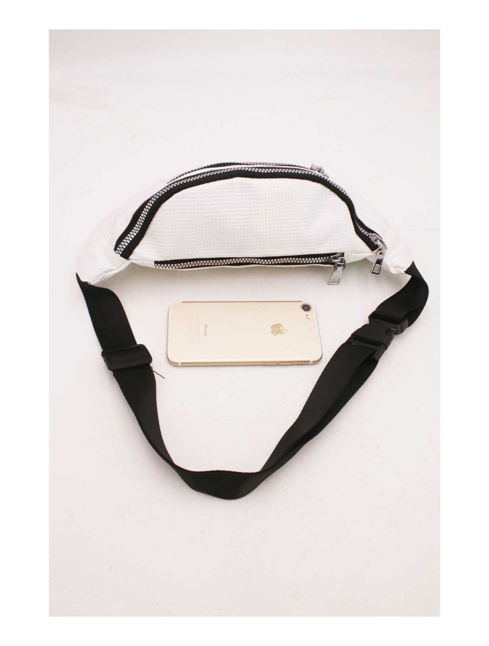 tom&eva Sac Banane Femme Effet Brillant Quadrillé -23MB-3081-Blanc