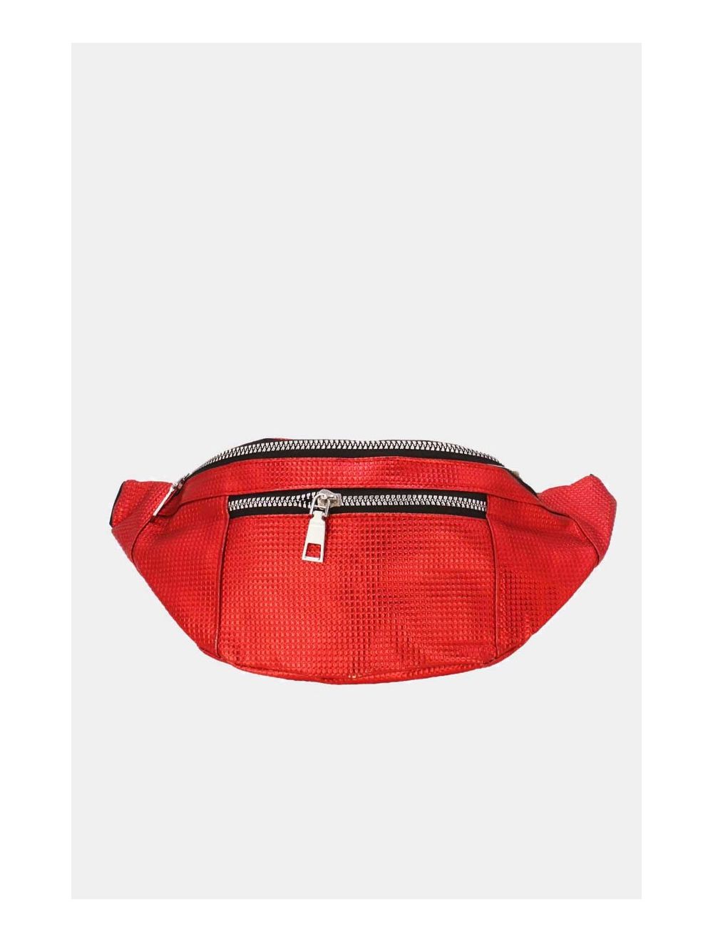 Tom&eva Sac Banane Femme Effet Brillant Quadrillé -23MB-3081-Rouge