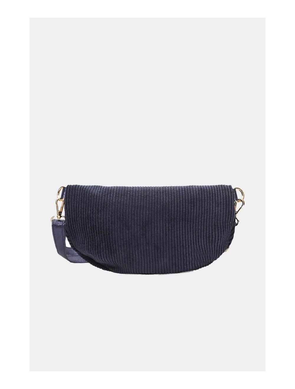 Tom&eva Sac Banane Textile Velours Garni Croûte Cuir Vachette Métallisé 4135 ROSA VELOURS-MARINE