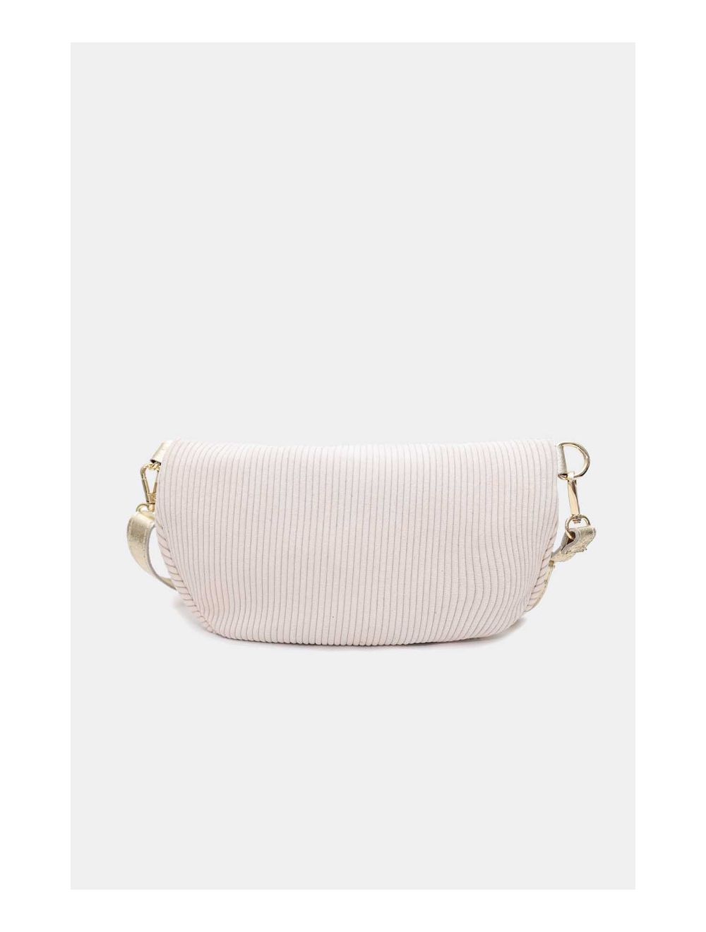 Tom&eva Sac Banane Textile Velours Garni Croûte Cuir Vachette Métallisé 4135 ROSA VELOURS-ECRU