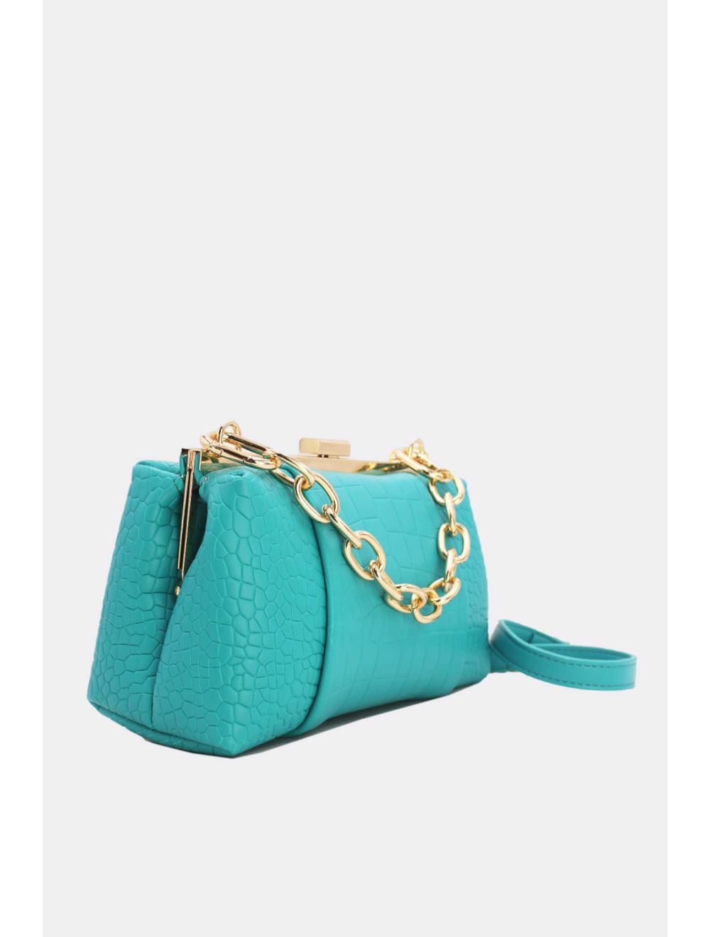 Tom&eva Sac Bandoulière Avec Chaîne Effet Croco-21P-5126-Bleu