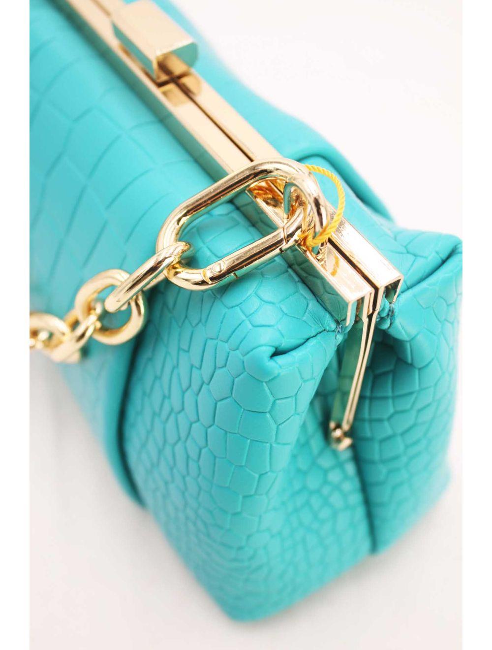 Tom&eva Sac Bandoulière Avec Chaîne Effet Croco-21P-5126-Bleu