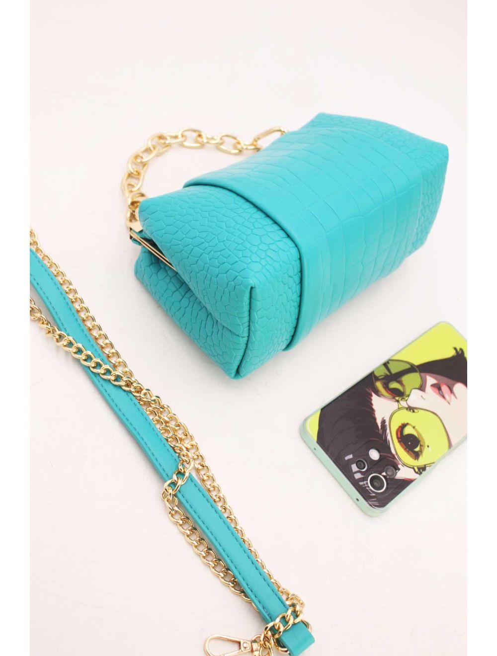 Tom&eva Sac Bandoulière Avec Chaîne Effet Croco-21P-5126-Bleu