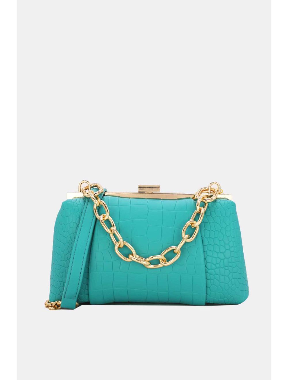 tom&eva Sac Bandoulière Avec Chaîne Effet Croco-21P-5126-Bleu