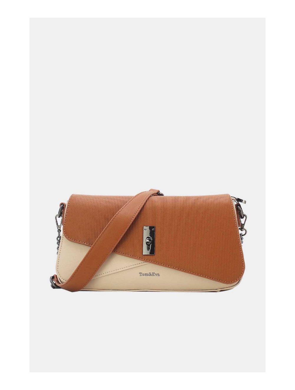 Tom&eva Sac Bandoulière Avec Rabat Asymétrique 24B-6109-Apricot/Brown