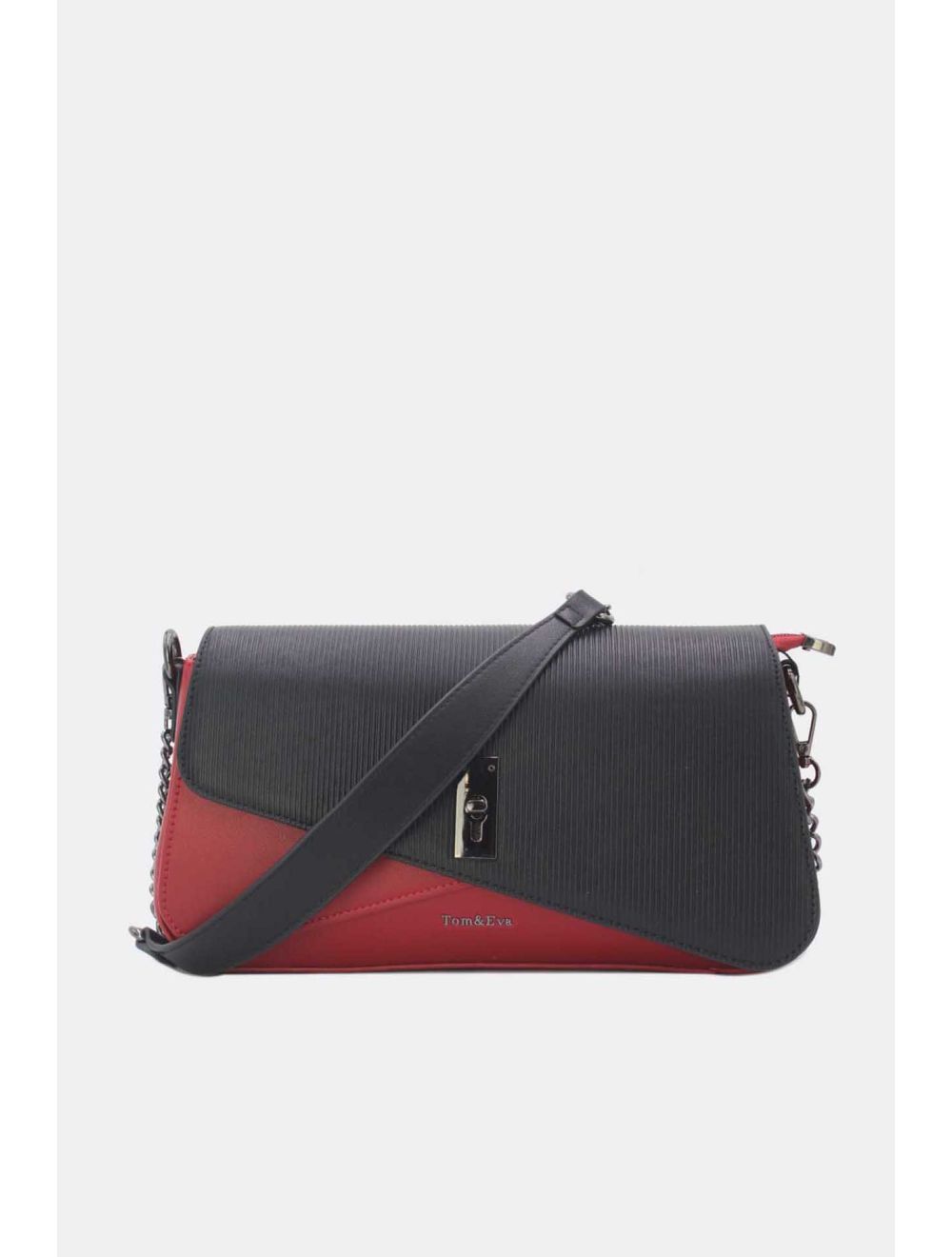 tom&eva Sac Bandoulière Avec Rabat Asymétrique 24B-6109-Red/Black