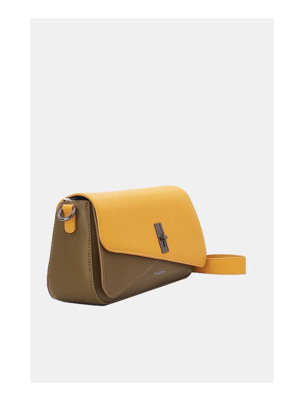 Tom&eva Sac Bandoulière Avec Rabat Asymétrique 24B-6109-Taupe/Yellow