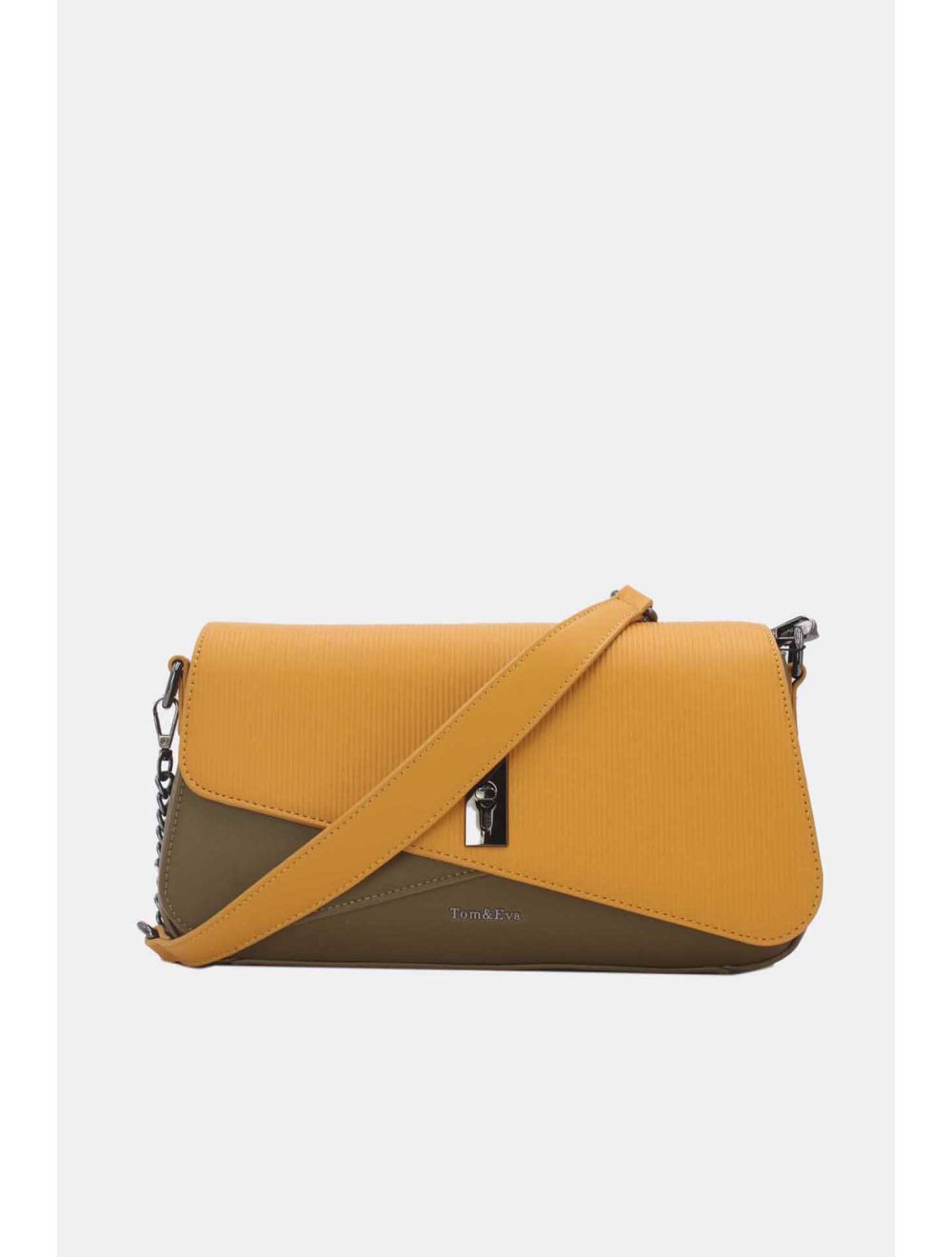 tom&eva Sac Bandoulière Avec Rabat Asymétrique 24B-6109-Taupe/Yellow