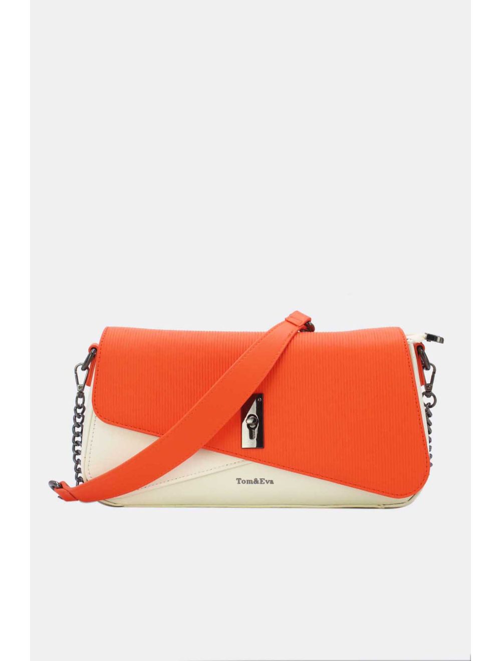 Tom&eva Sac Bandoulière Avec Rabat Asymétrique 24B-6109-White/Orange